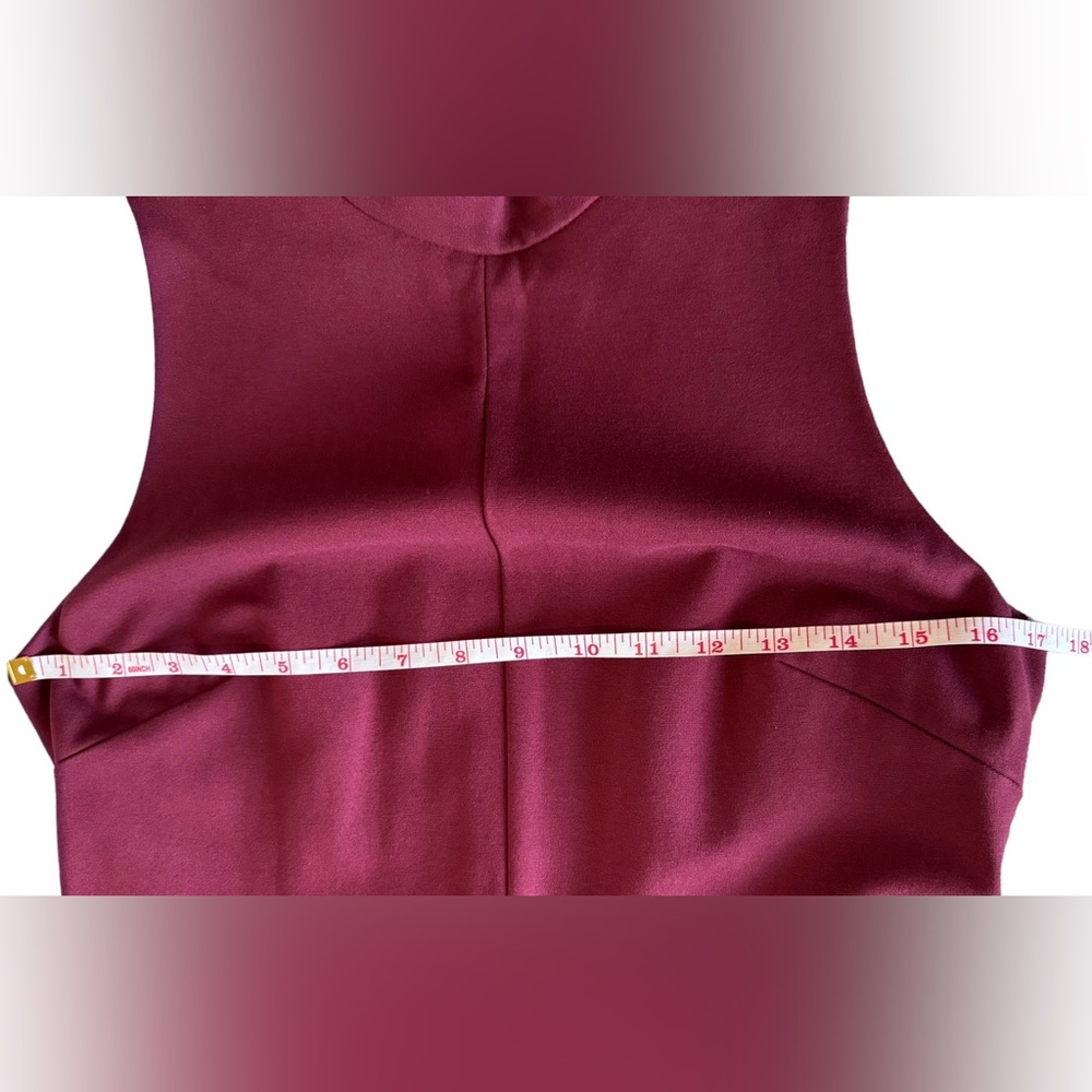 CLASSIQUES ENTIER Italian Ponte Knit Sheath Dress Sleeveless Burgundy Size 12 - Picture 9 of 12